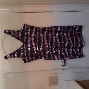 Sequin dress. Lavender and black. Never worn. NWOT size L. Knee length.